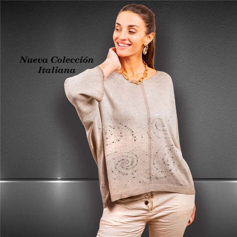 Mujer sweater tejido hilo amplio laminado linea italiana - IB