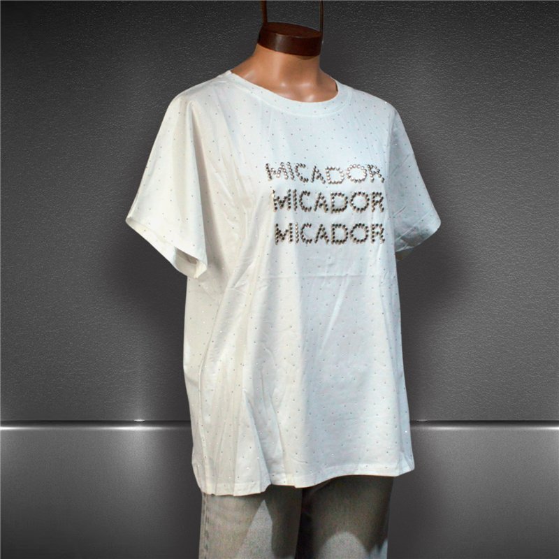 Mujer remera amplia algodon lycra brillo tachas MICADOR - OG