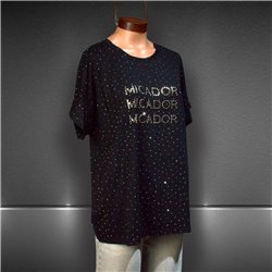 Mujer remera amplia algodon lycra brillo tachas MICADOR - OG