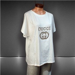 Mujer remera amplia algodon lycra brillo tachas GUCCI - OG