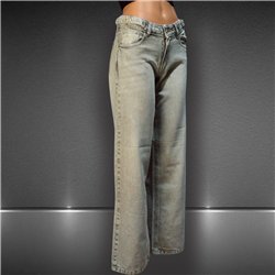 Mujer pantalon jean wide leg hebilla en cintura - bel