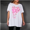 Mujer remeron algodon estampa HEART brillo linea italiana - IB