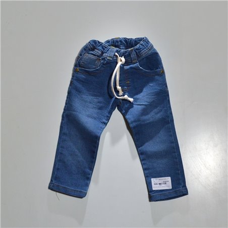Bebe pantalon jean elastizado quebrado con cordon