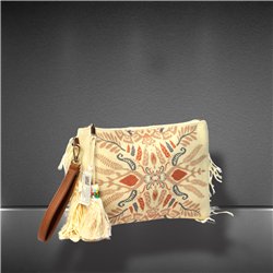 Cartera lona de mano desflecada estampado - GO