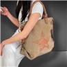 Bolso Lona aplique estrella tachas doble manija - GOA