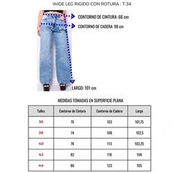 Mujer pantalon jean wide leg frente bolsillos desflecados - BEL