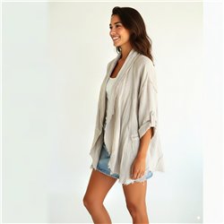 Mujer saco lino amplio bolsillos cierre linea italiana - IB