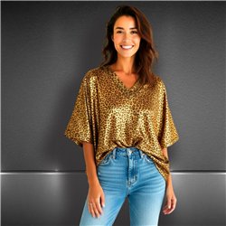 Mujer remeron laminado print escote V - OG