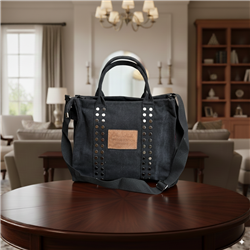 Bolso lona frente tachas chapon ecocuero - GO