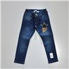 Nena pantalon jean elastizado frente estrella cadena
