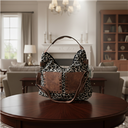 Bolso lona frente bolsillos ecocuero tachas - GO