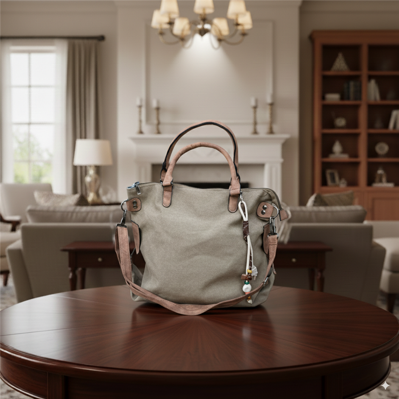 Bolso lona liso con llavero - GO