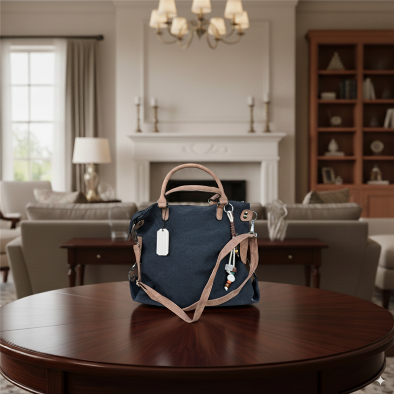 Bolso lona liso con llavero - GO