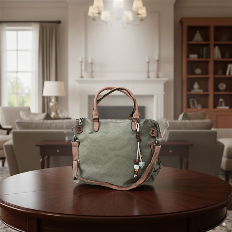 Bolso lona liso con llavero - GO