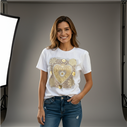 Mujer remera algodon estampa flores linea italiana - IB