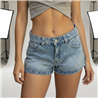 Mujer short jean tiro corto frente estrass - TI