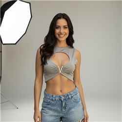 Mujer top lycra frente V - TI