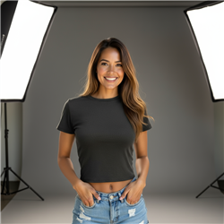 Mujer remera algodon lycra corta lisa - TI