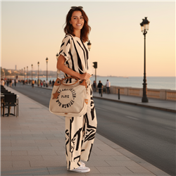 Bolso lona argollas vintage paris llavero estrella - GO