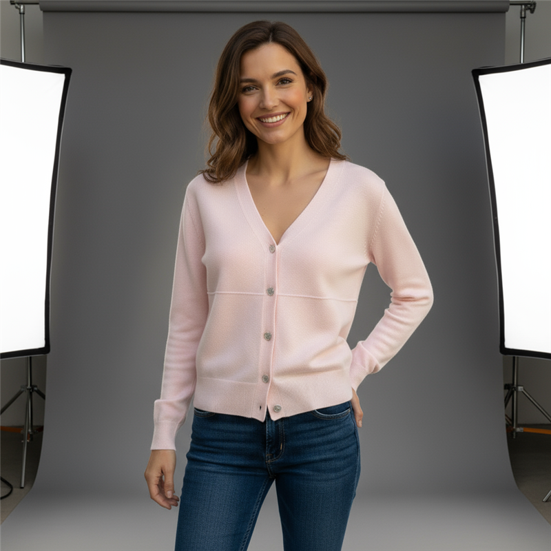Mujer cardigan tejido hilo botones corazones estrass - FRA