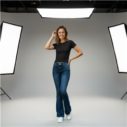 Mujer jean elastizado oxford costura adelante - BE