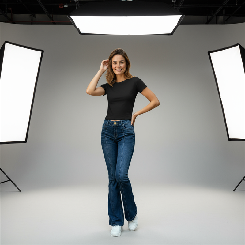 Mujer jean elastizado oxford costura adelante - BE