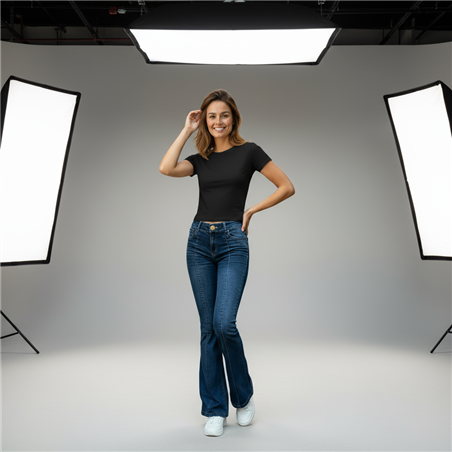 Mujer jean elastizado oxford costura adelante - BE