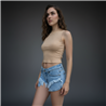 Mujer short jean tiro corto bolsillos estras - BEL