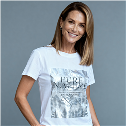 Mujer remera algodon estampa pure nature brillo - FRA