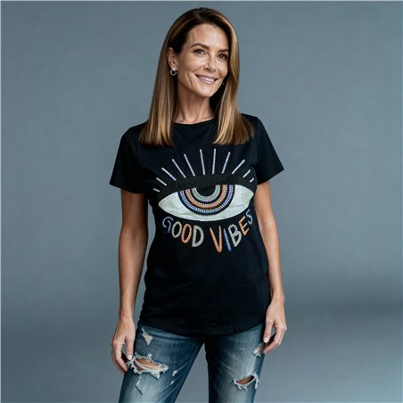 Mujer remera algodon estampa ojo brillo - FRA