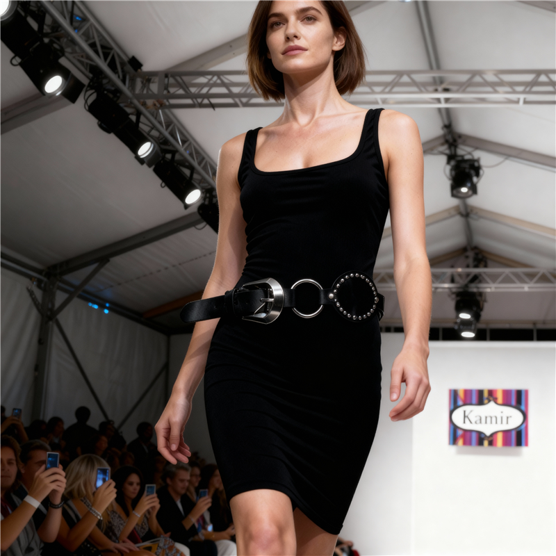 Cinturon ecocuero ancho hebilla tachas - GO