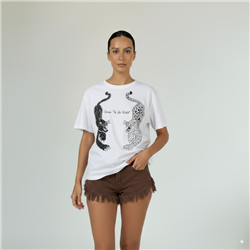 Mujer remera algodon estampa doble tigre estrass - FRA