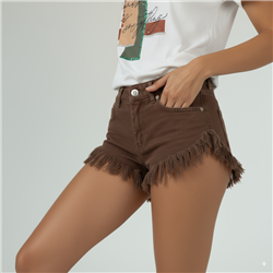 Mujer short jean tiro corto desflecado - BEL