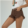 Mujer short jean tiro corto desflecado - BEL