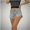 Mujer short jean tiro corto desflecado - BEL