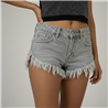 Mujer short jean tiro corto desflecado - BEL