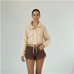 Mujer campera gabardina corta galon en mangas - FRA