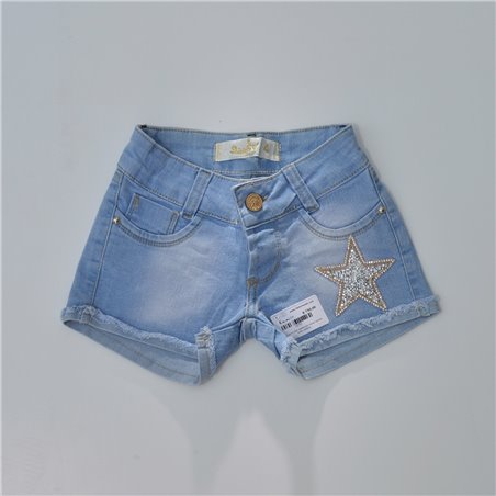 Nena short jean elastizado frente estrella brillo cadena