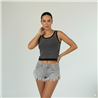 Mujer Musculosa algodon lycra corta frente estrass - FRA