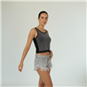 Mujer Musculosa algodon lycra corta frente estrass - FRA
