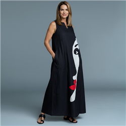 Mujer Vestido creep largo estampa rostro - FRA