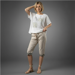 Mujer blusa lino amplia estampa brillo LOVE - OG