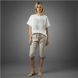 Mujer blusa lino amplia estampa brillo LOVE - OG