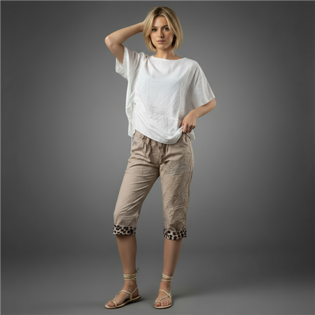 Mujer blusa creep amplia frente cordon frunce - OG