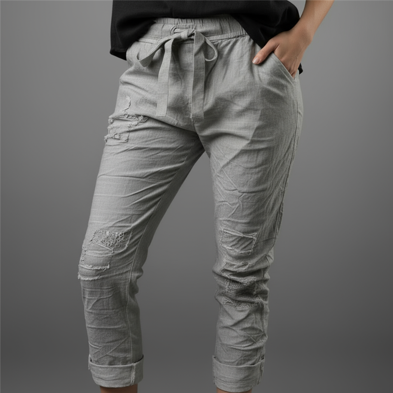 Mujer babucha lino elastizado parches estrella linea italiana - IB