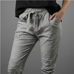 Mujer babucha lino elastizado parches estrella linea italiana - IB