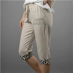 Mujer capri lino elastizado estampa print amores linea italiana - IB