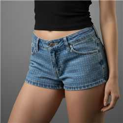 Mujer short jean tiro medio estrass - TI