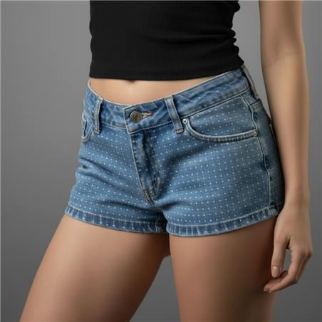 Mujer short jean tiro medio estrass - TI