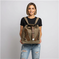 Mujer bolso lona mochila frente bolsillos cinto - GO